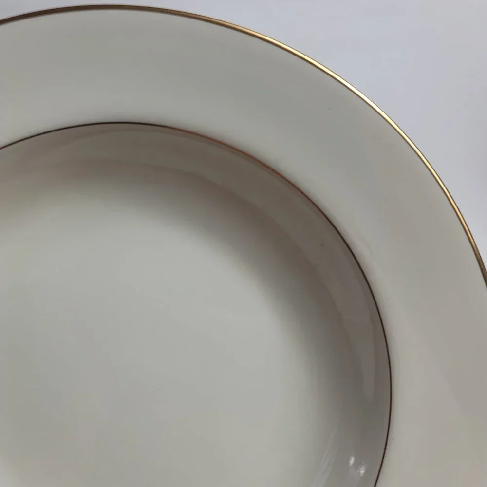 TWO Mikasa Plum L3132 Court Rim Soup Bowls White with Purple Plums Green Leaves